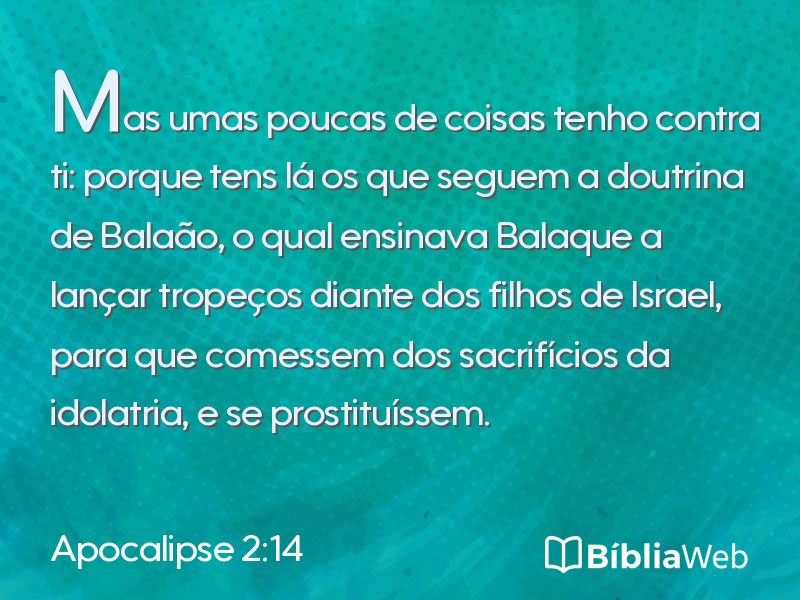 Apocalipse 2:14 em imagem para compartilhar