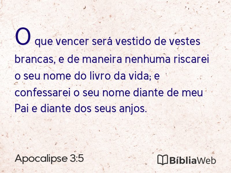 Apocalipse 3:5 em imagem para compartilhar