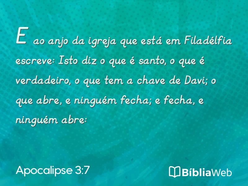 Apocalipse 3:7 em imagem para compartilhar