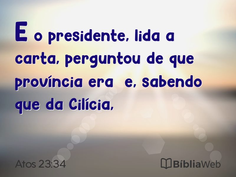 Atos 23:34 em imagem para compartilhar