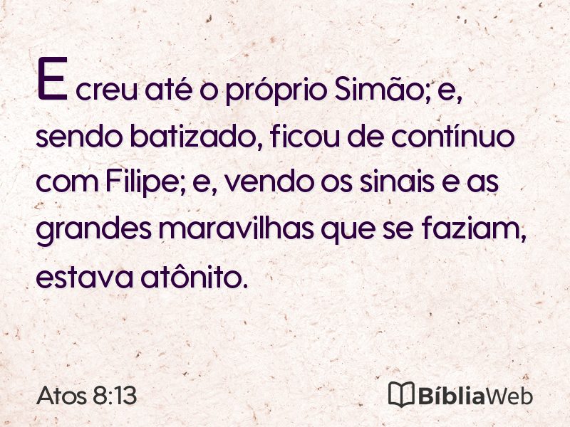 Atos 8:13 em imagem para compartilhar