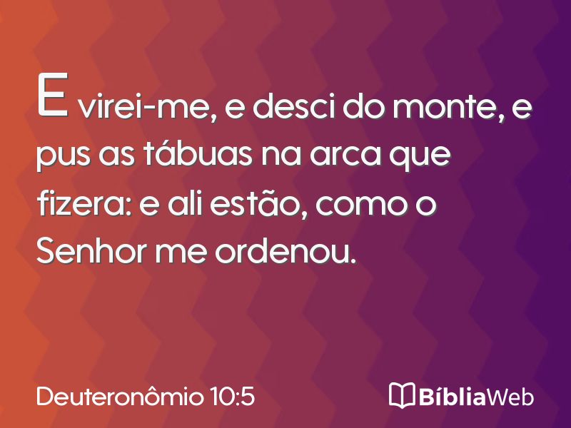 Deuteronômio 10:5 em imagem para compartilhar