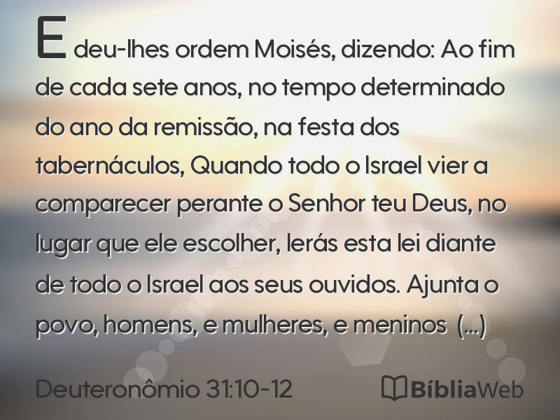 Deuteronômio 31:10-12 em imagem para compartilhar