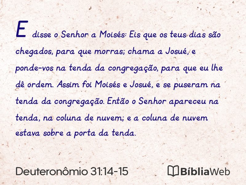 Deuteronômio 31:14-15 em imagem para compartilhar