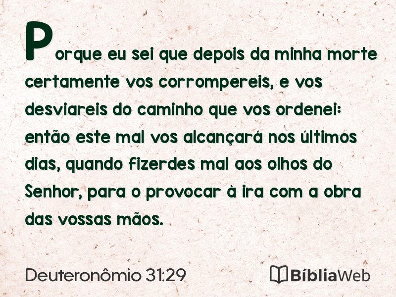 Deuteronômio 31:29 em imagem para compartilhar