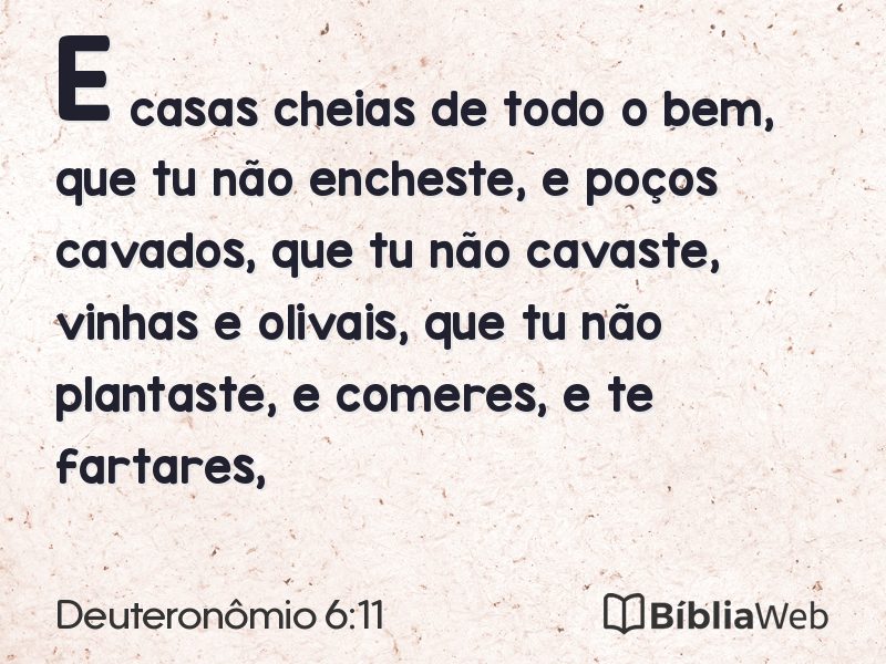 Deuteronômio 6:11 em imagem para compartilhar