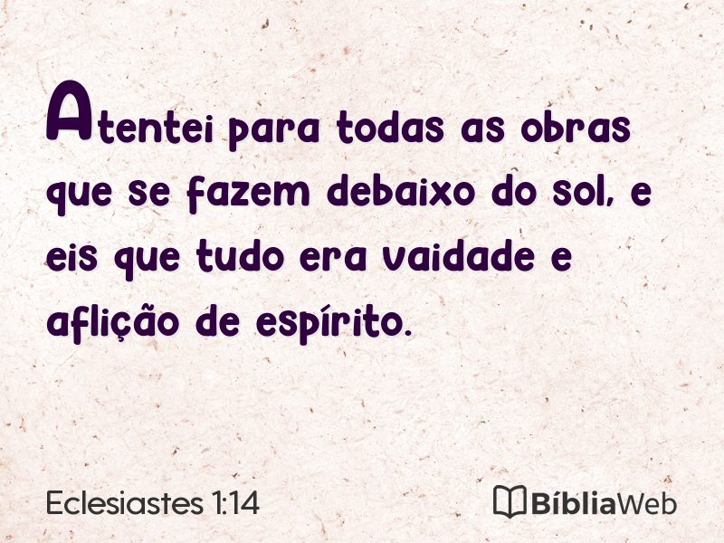 Eclesiastes 1:14 em imagem para compartilhar