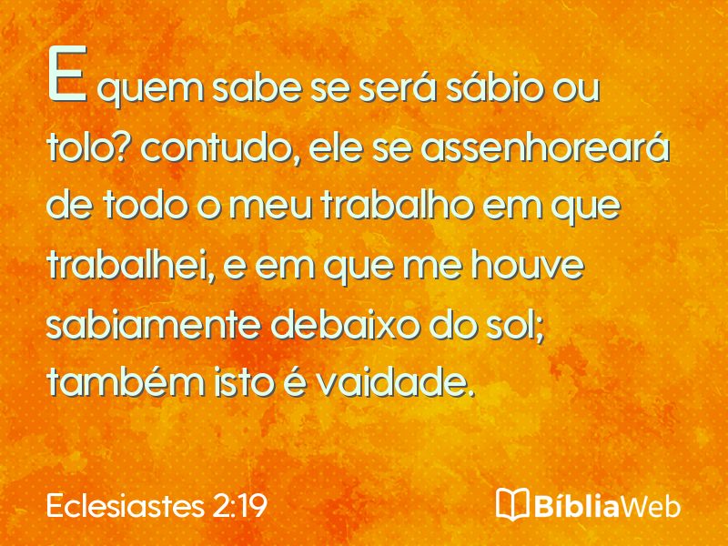 Eclesiastes 2:19 em imagem para compartilhar