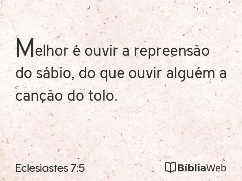 Eclesiastes 7:5 em imagem para compartilhar