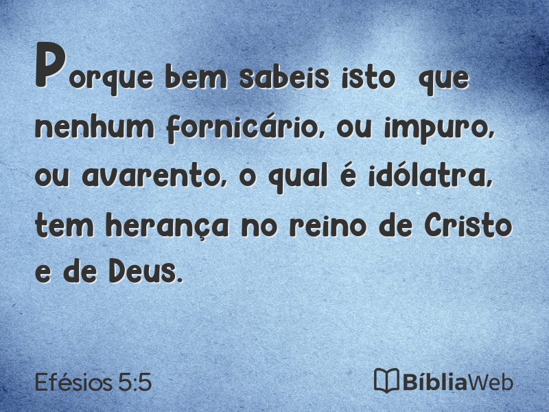 Efésios 5:5 em imagem para compartilhar