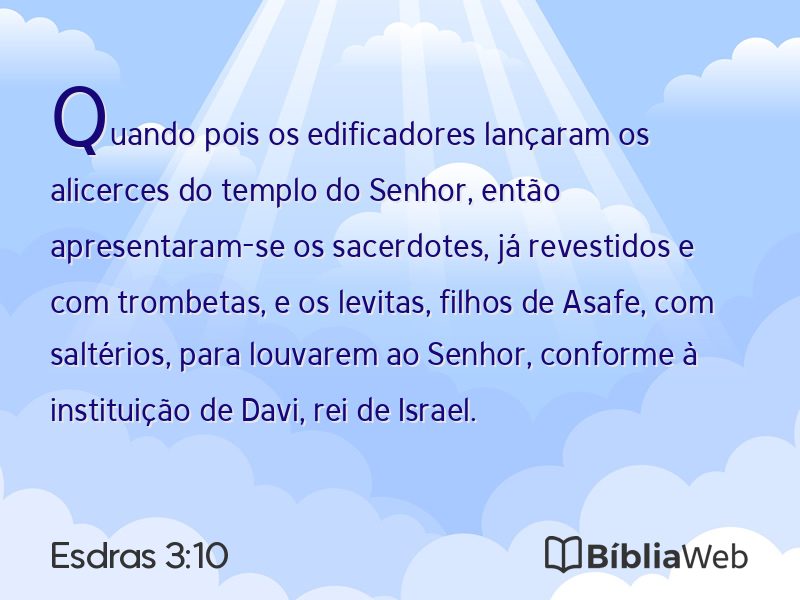 Esdras 3:10 em imagem para compartilhar