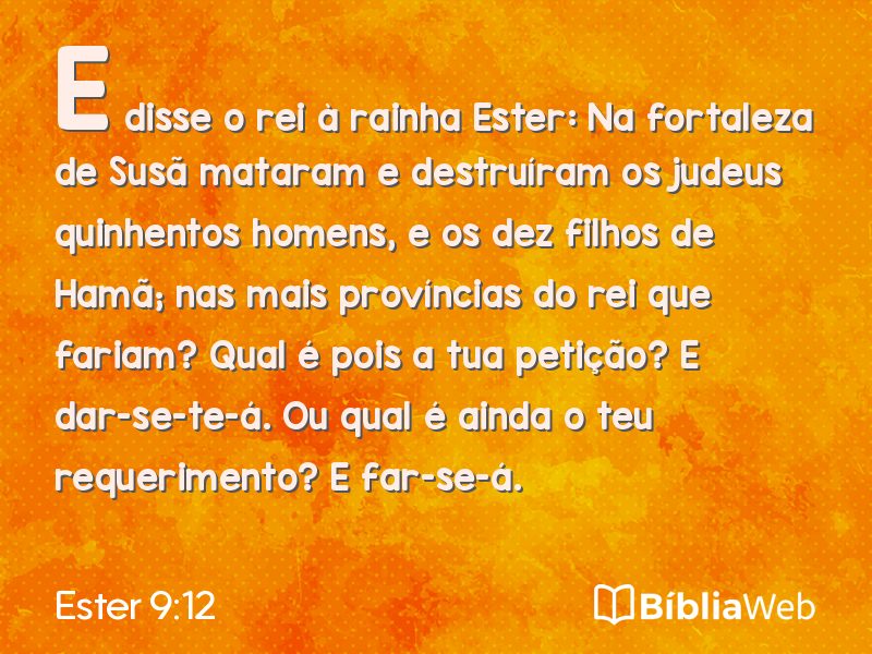 Ester 9:12 em imagem para compartilhar