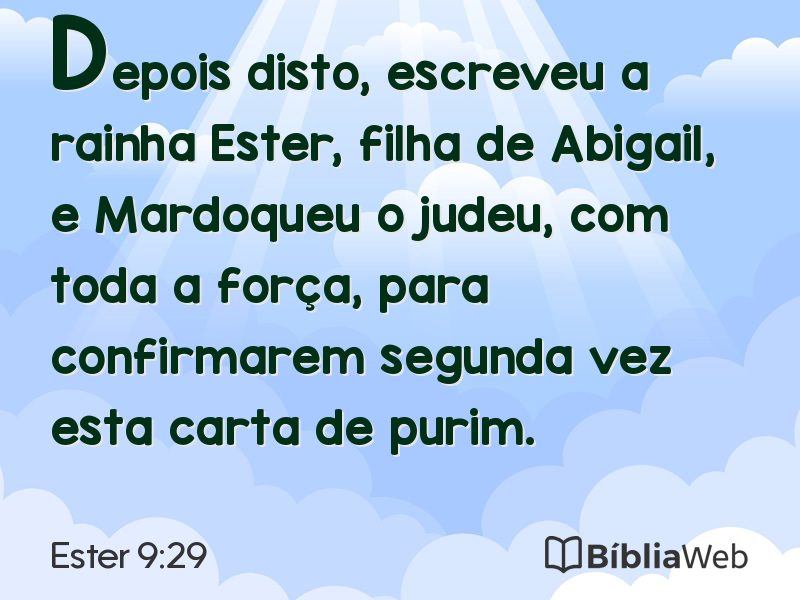 Ester 9:29 em imagem para compartilhar