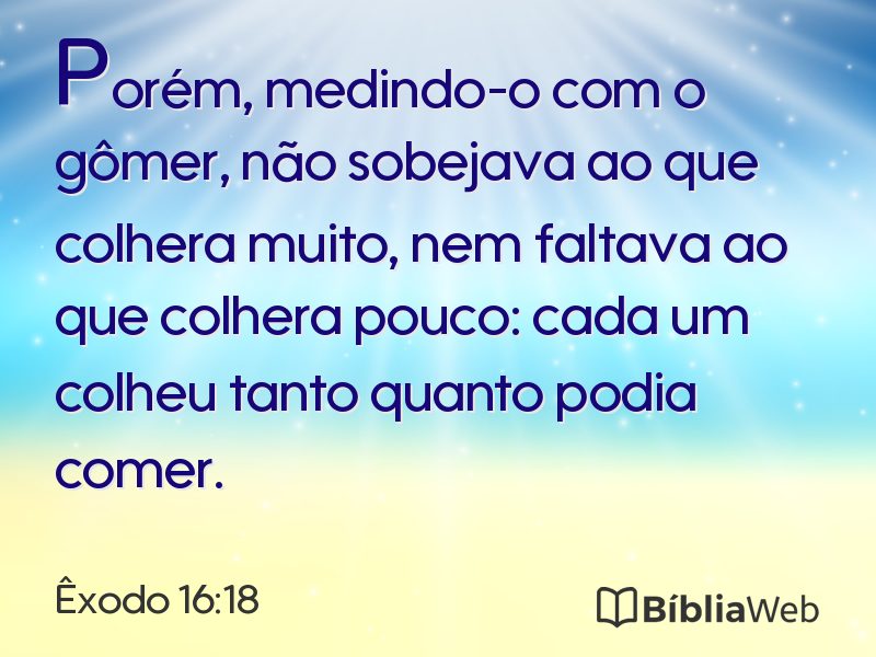 Êxodo 16:18 em imagem para compartilhar