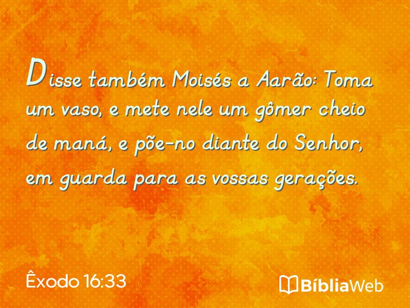 Êxodo 16:33 em imagem para compartilhar