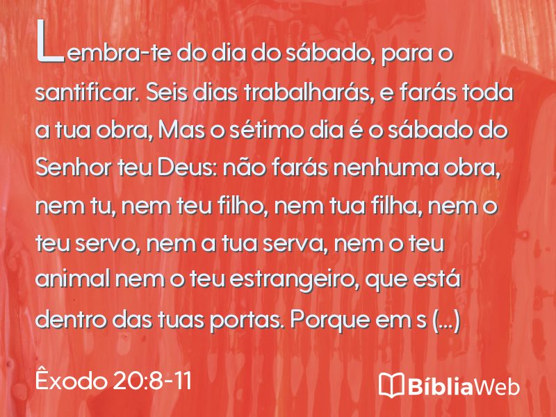 Êxodo 20:8-11 em imagem para compartilhar