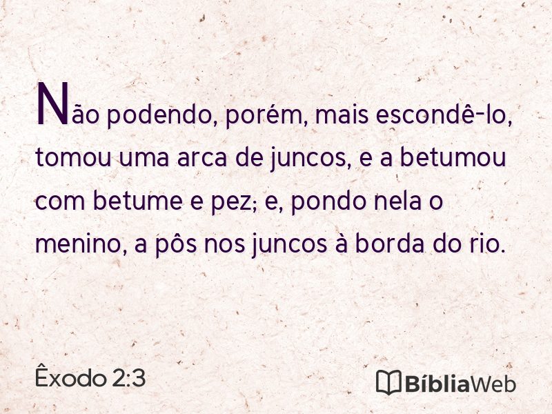 Êxodo 2:3 em imagem para compartilhar