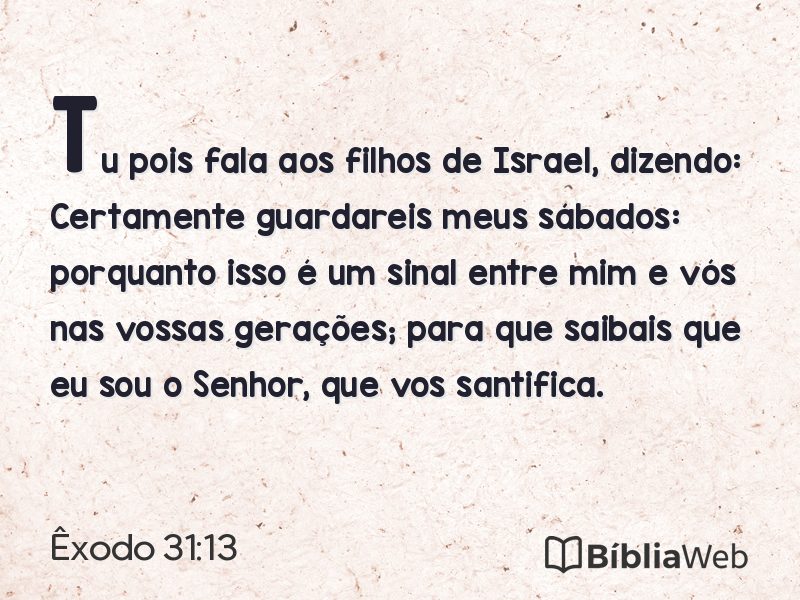 Êxodo 31:13 em imagem para compartilhar