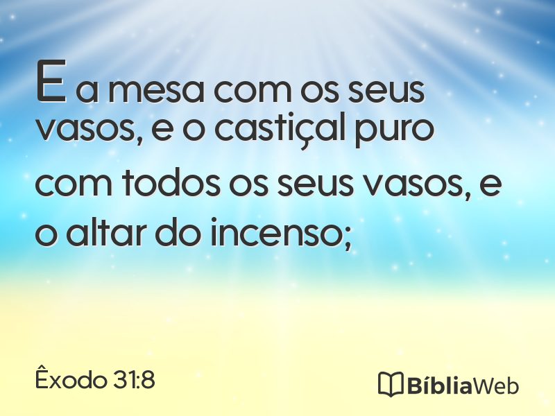 Êxodo 31:8 em imagem para compartilhar