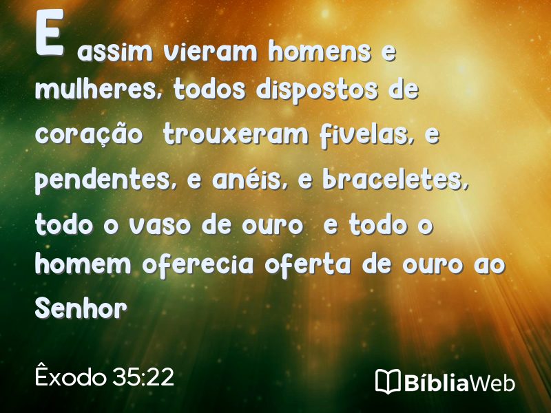 Êxodo 35:22 em imagem para compartilhar