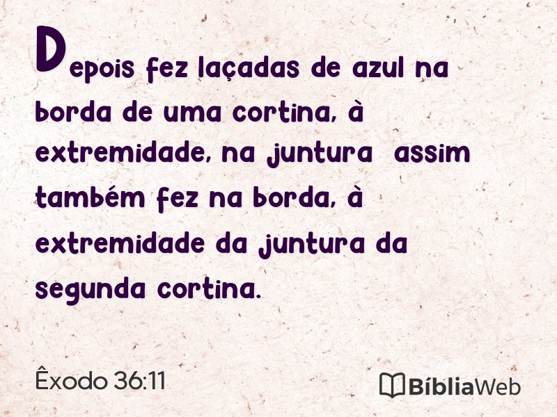 Êxodo 36:11 em imagem para compartilhar
