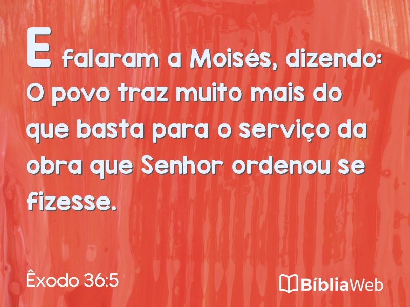 Êxodo 36:5 em imagem para compartilhar