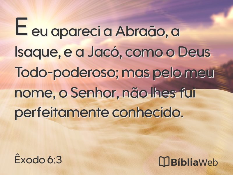 Êxodo 6:3 em imagem para compartilhar