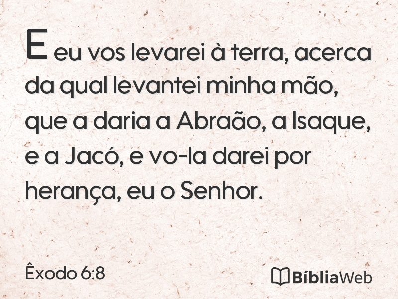 Êxodo 6:8 em imagem para compartilhar
