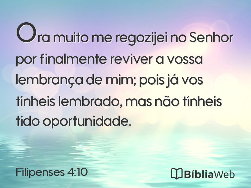 Filipenses 4:10 em imagem para compartilhar