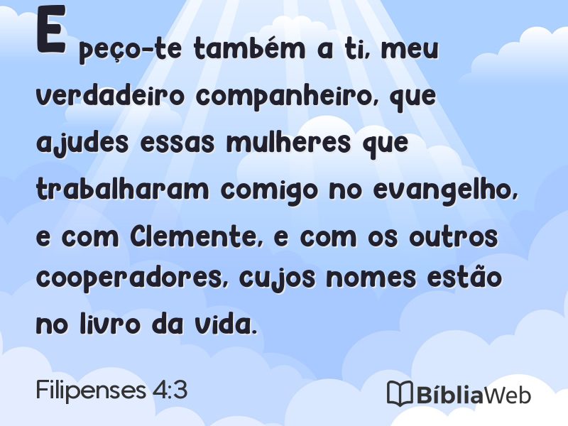 Filipenses 4:3 em imagem para compartilhar