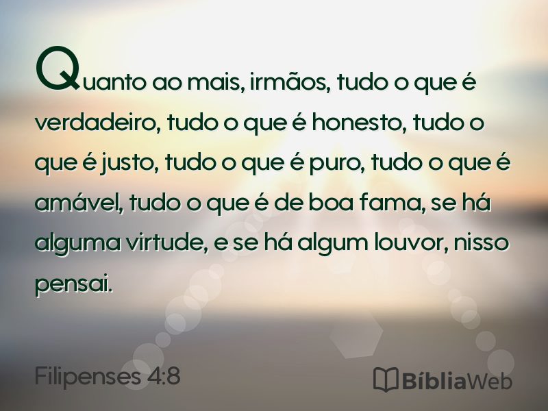 Filipenses 4:8 em imagem para compartilhar