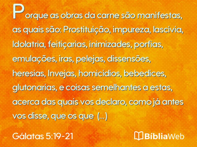 Gálatas 5:19-21 em imagem para compartilhar
