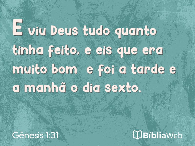 Gênesis 1:31 em imagem para compartilhar