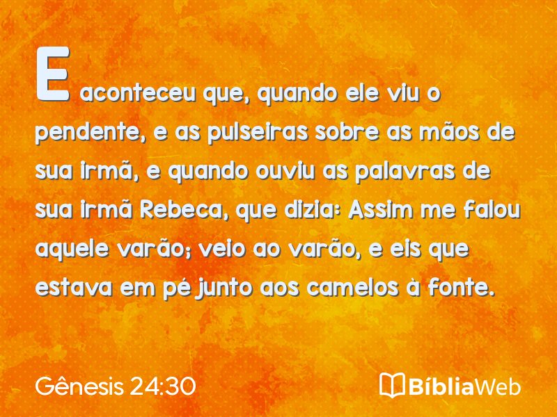 Gênesis 24:30 em imagem para compartilhar