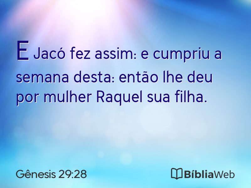 Gênesis 29:28 em imagem para compartilhar
