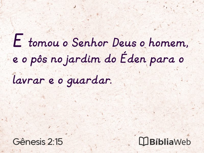 Gênesis 2:15 em imagem para compartilhar