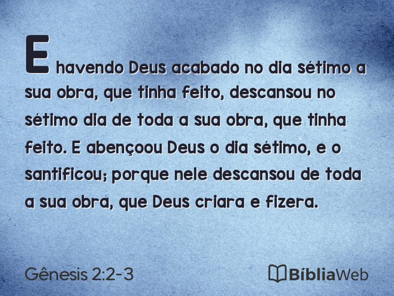Gênesis 2:2-3 em imagem para compartilhar