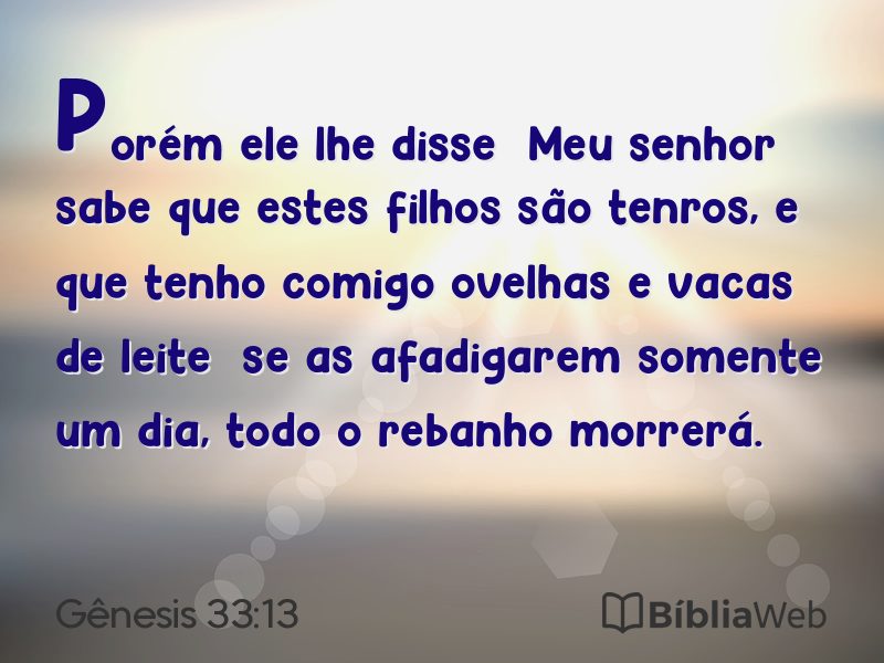 Gênesis 33:13 em imagem para compartilhar