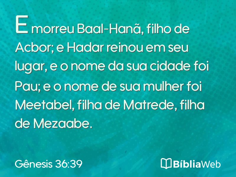 Gênesis 36:39 em imagem para compartilhar