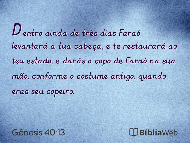 Gênesis 40:13 em imagem para compartilhar