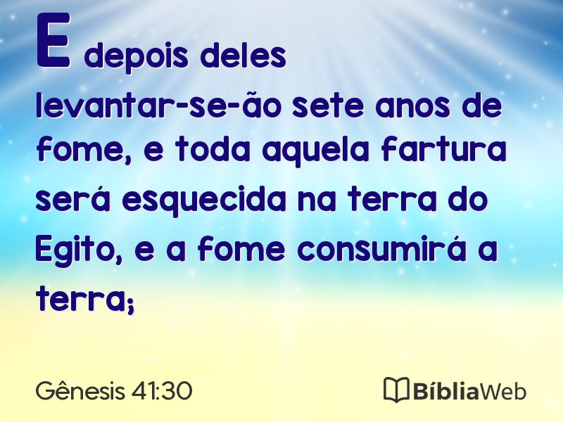 Gênesis 41:30 em imagem para compartilhar