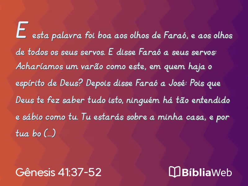 Gênesis 41:37-52 em imagem para compartilhar