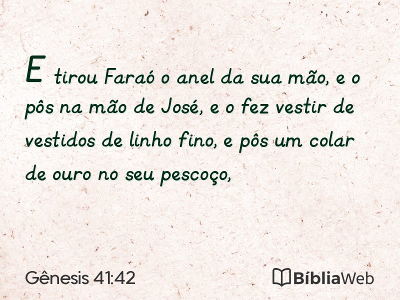 Gênesis 41:42 em imagem para compartilhar