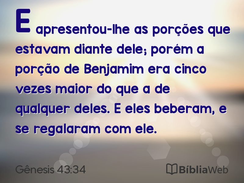 Gênesis 43:34 em imagem para compartilhar