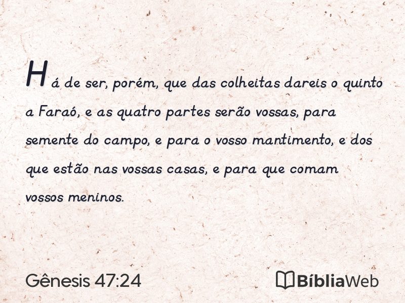 Gênesis 47:24 em imagem para compartilhar