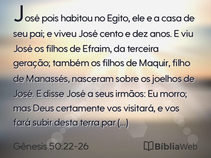 Gênesis 50:22-26 em imagem para compartilhar