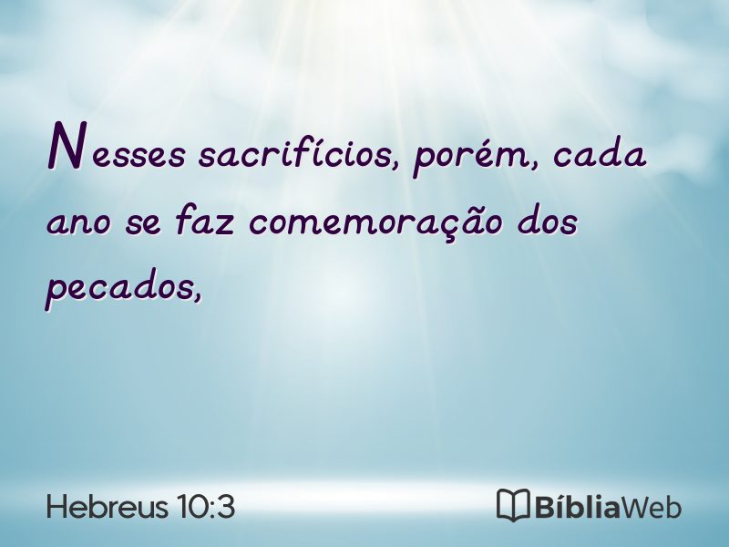 Hebreus 10:3 em imagem para compartilhar