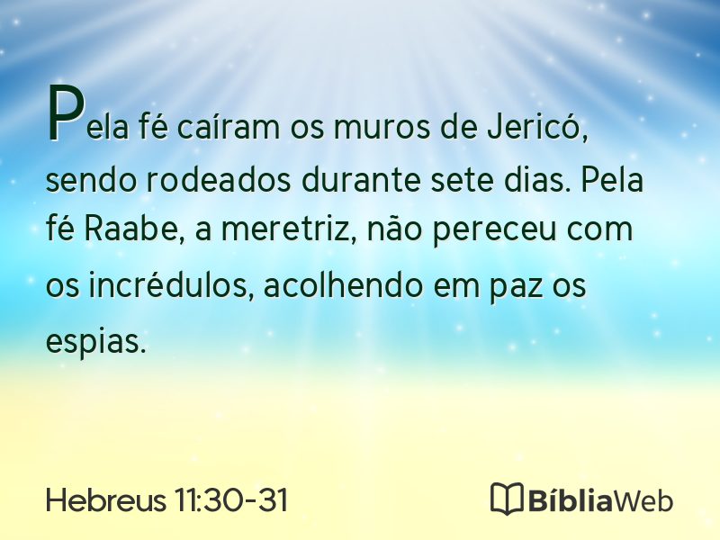 Hebreus 11:30-31 em imagem para compartilhar
