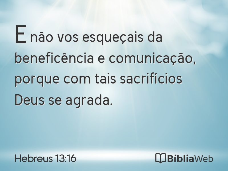 Hebreus 13:16 em imagem para compartilhar