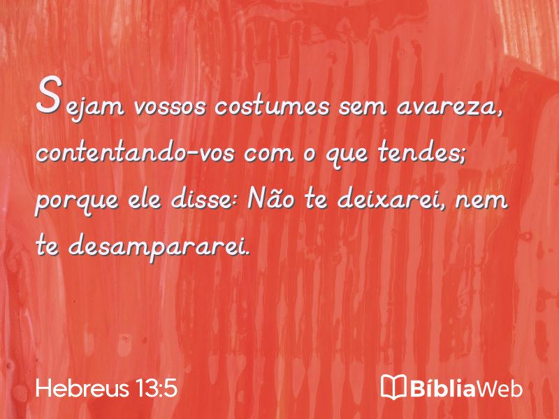 Hebreus 13:5 em imagem para compartilhar